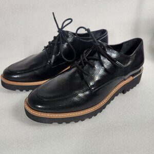 FRANCO SARTO Charles Pebbled Patent Lace-Up Loafers Size 7.5M